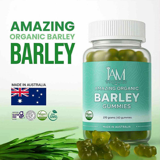 IAM Amazing Organic Barley Gummies | 1 Bottle | 60 Gummies | Free Shipping