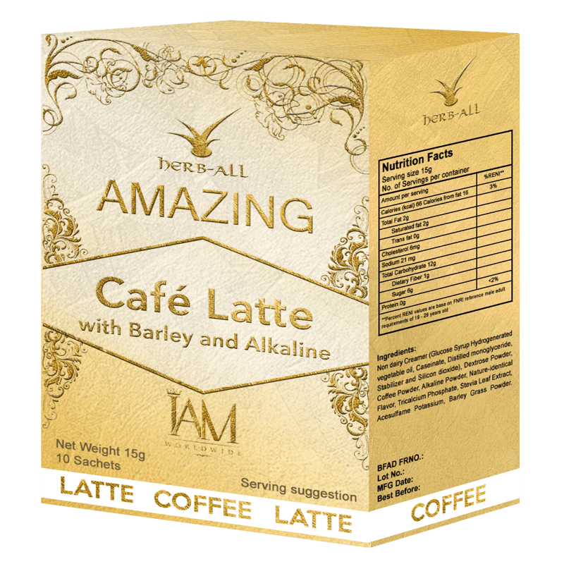 Amazing Coffee Latte with Barley and Alkaline | 1 Box | 10 Sachets | Free Shipping