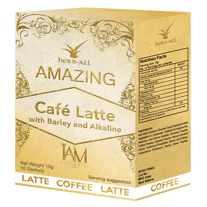 Amazing Coffee Latte with Barley and Alkaline | 1 Box | 10 Sachets | Free Shipping
